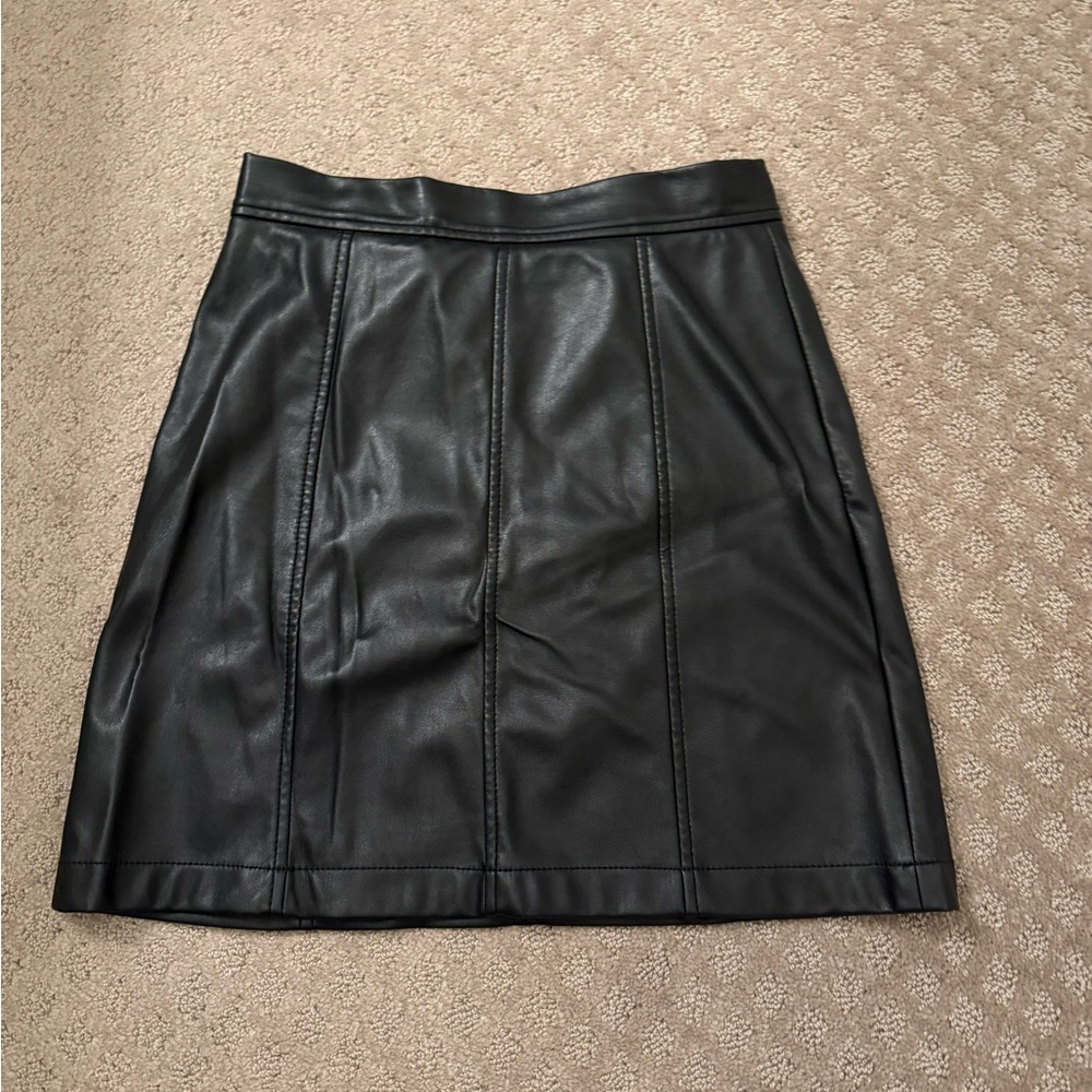 Banana Republic Black Faux Leather Mini Skirt